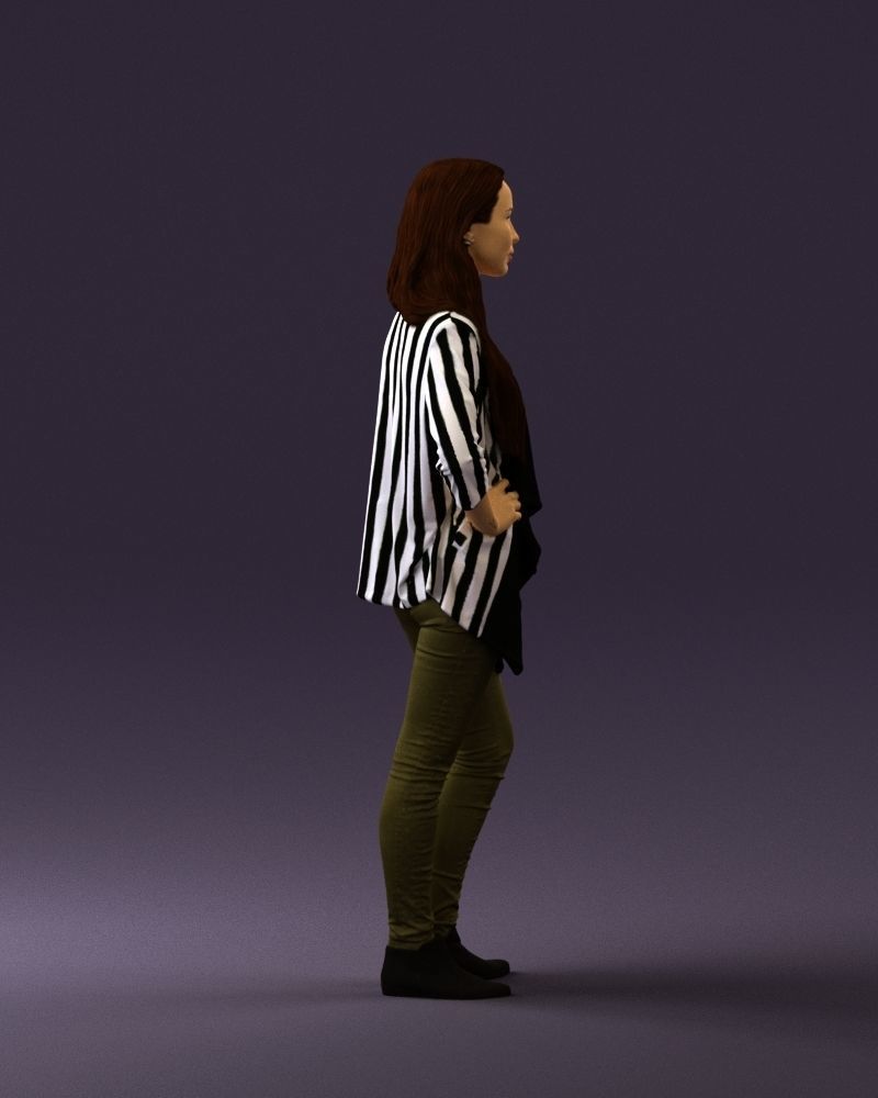 Woman in stripped top hand on hip 0797 3D Print Ready 3D print model_9