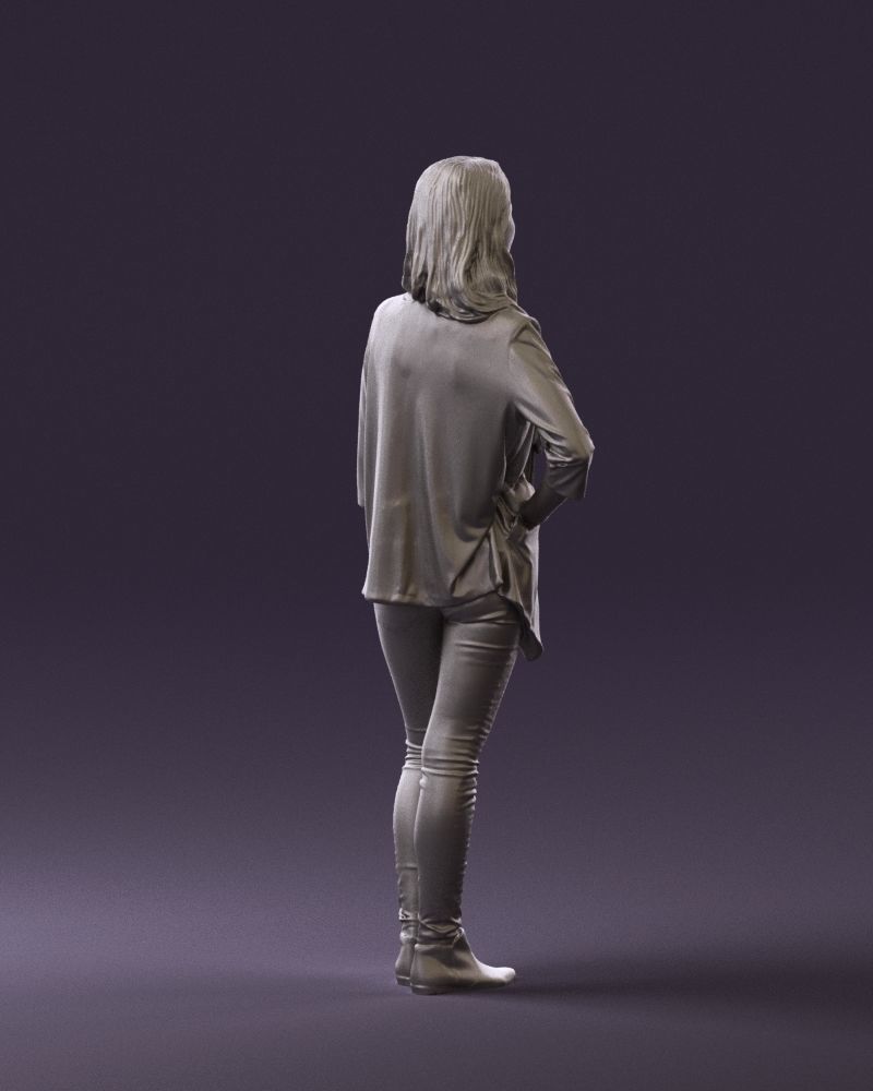 Woman in stripped top hand on hip 0797 3D Print Ready 3D print model_10
