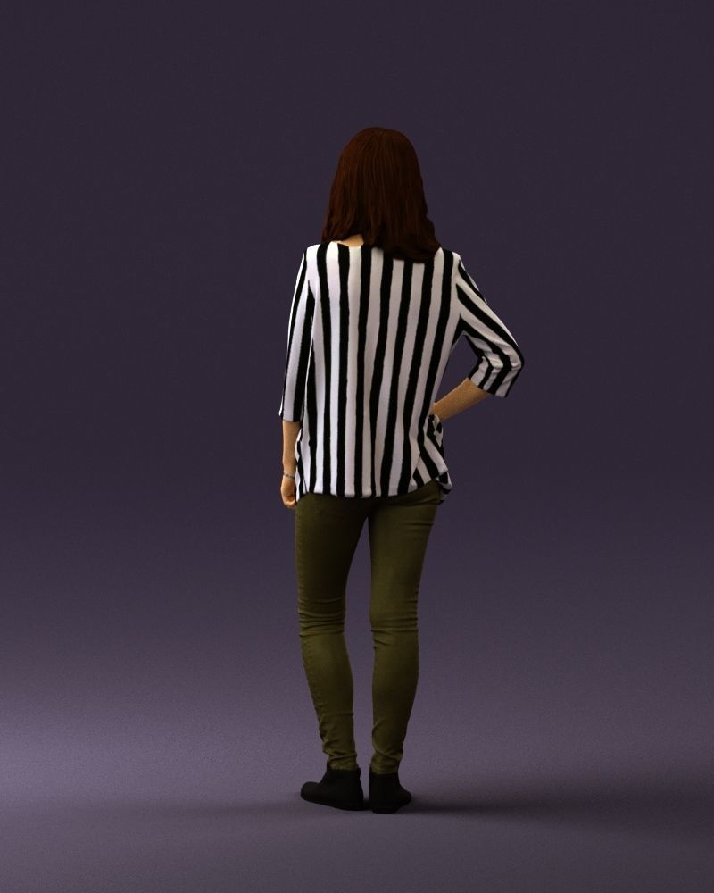 Woman in stripped top hand on hip 0797 3D Print Ready 3D print model_13