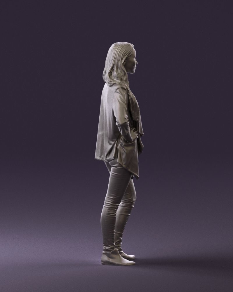 Woman in stripped top hand on hip 0797 3D Print Ready 3D print model_8