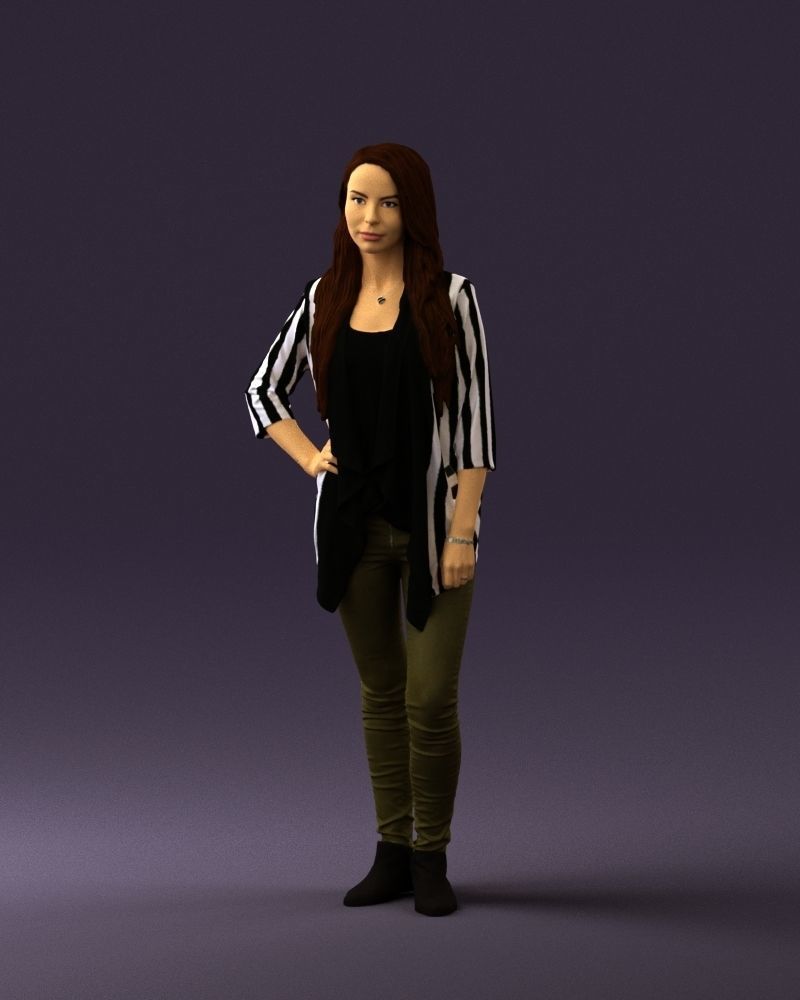 Woman in stripped top hand on hip 0797 3D Print Ready 3D print model_21