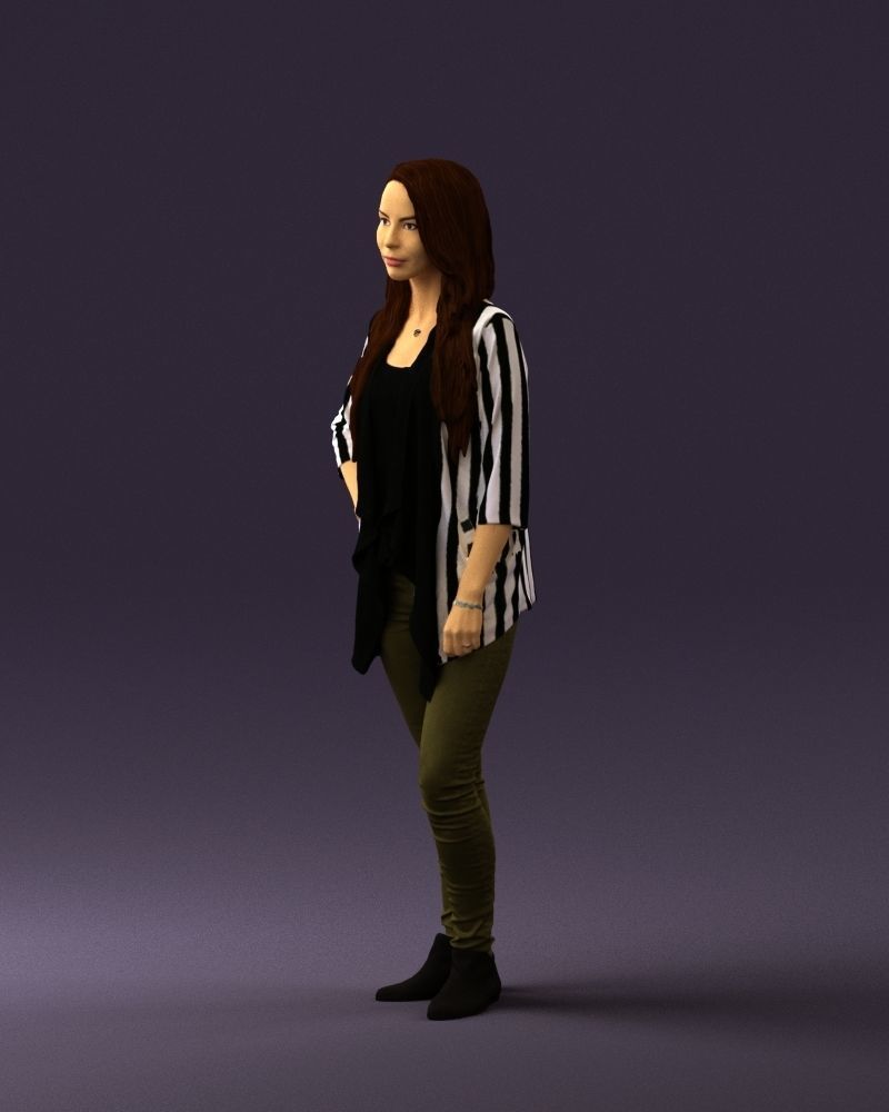 Woman in stripped top hand on hip 0797 3D Print Ready 3D print model_19