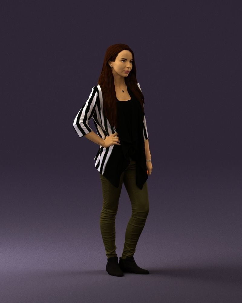 Woman in stripped top hand on hip 0797 3D Print Ready 3D print model_5