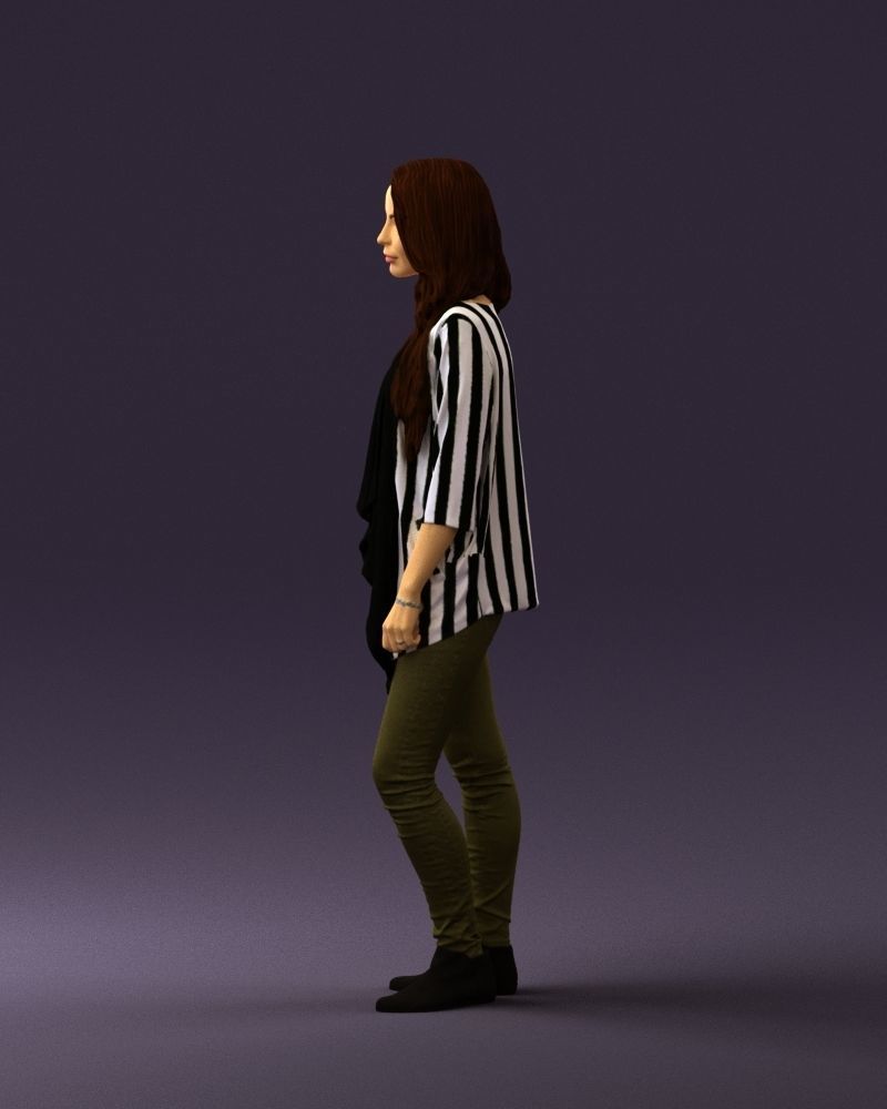 Woman in stripped top hand on hip 0797 3D Print Ready 3D print model_17