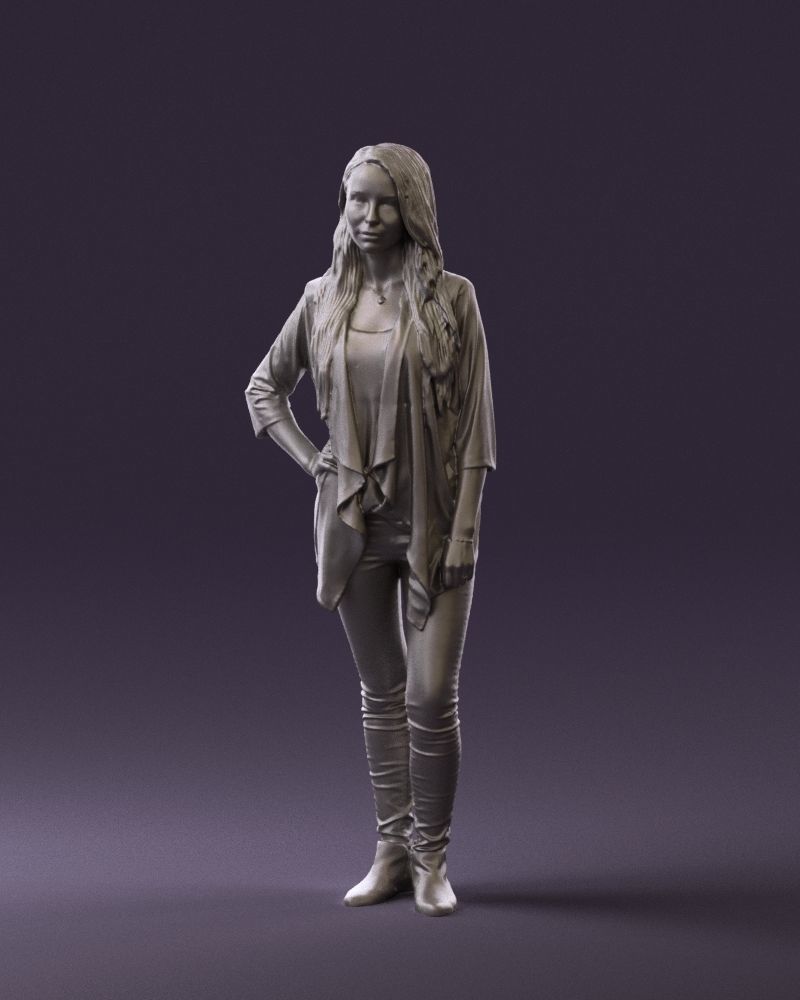 Woman in stripped top hand on hip 0797 3D Print Ready 3D print model_20