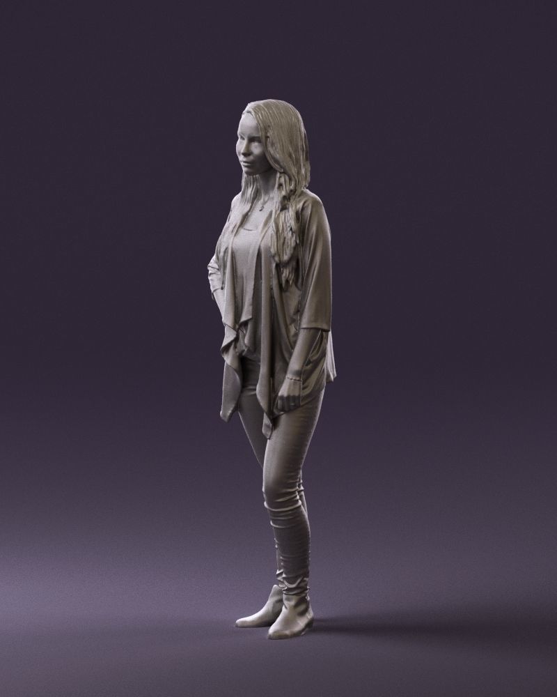Woman in stripped top hand on hip 0797 3D Print Ready 3D print model_18