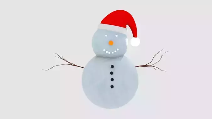 Snowman wearing santa hat