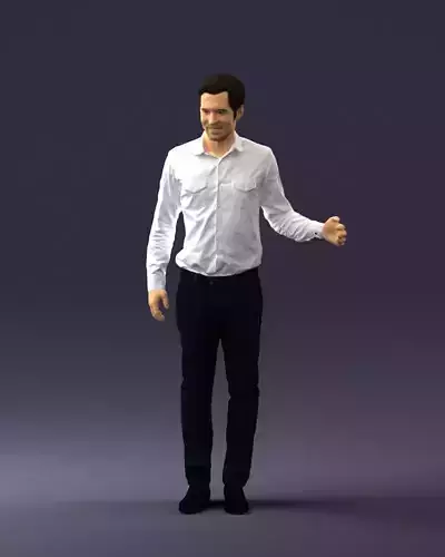 Hugging man in white shirt 0099 3D Print Ready