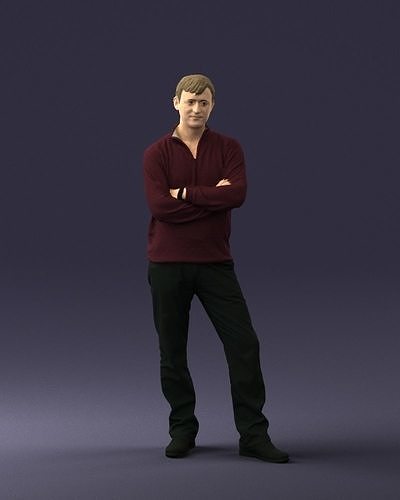 Young man burgundy sweater 0697 3D Print Reay 3D print model