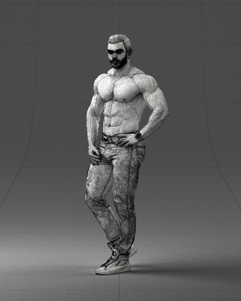Naked torso man 0124 3D model_32