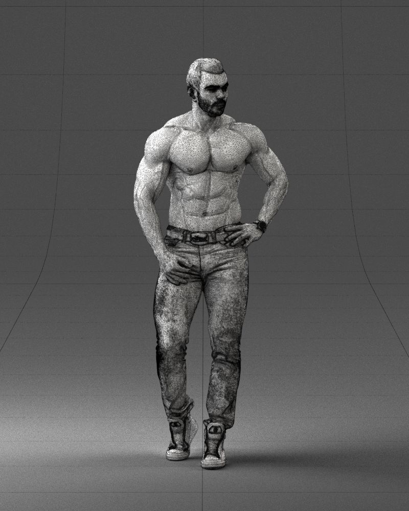 Naked torso man 0124 3D model_20