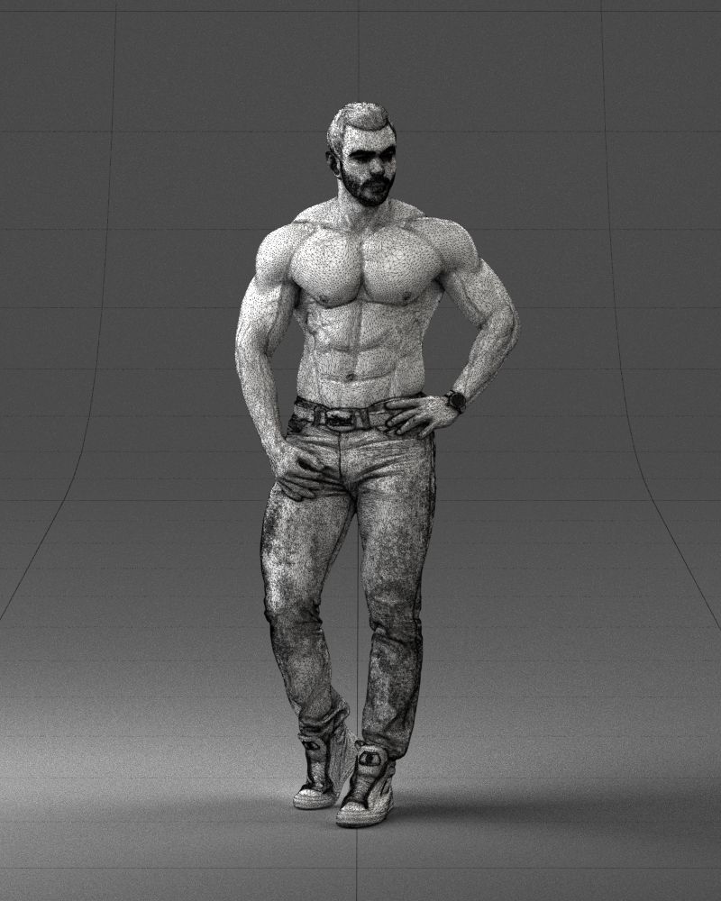 Naked torso man 0124 3D model_35