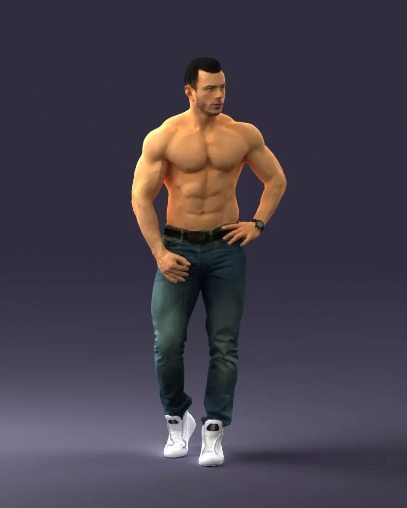 Naked torso man 0124 3D model_0