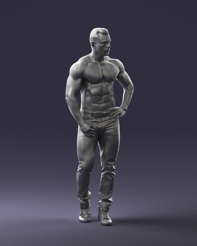 Naked torso man 0124 3D model_4