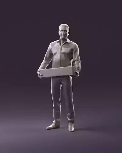 man in dark blue t shirt box in hands 1093 3D Print Ready