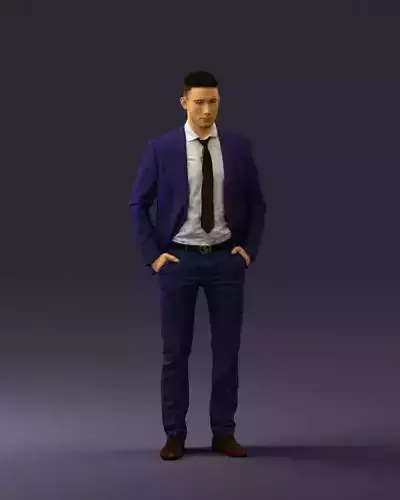 Man in blue suit open jacket 0550 3D Print Ready 3D print model