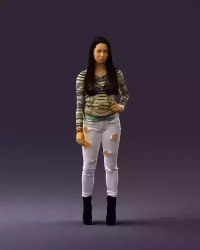 Woman weird blouse hand hip 0803