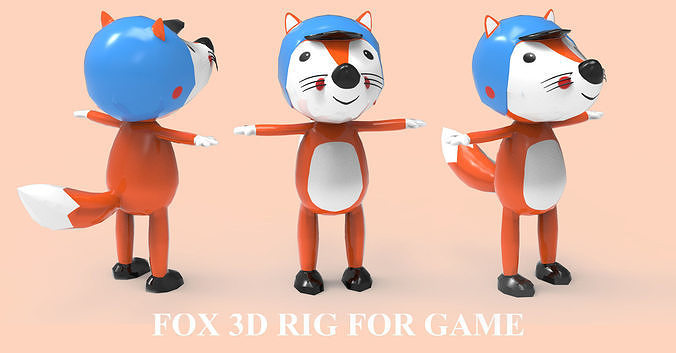 Fox 3d model for game  Free low-poly 3D model