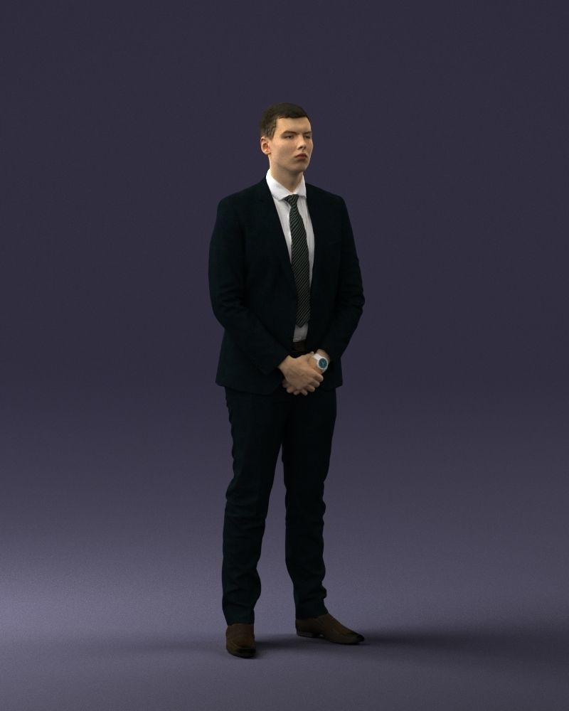 000192 Businessman in Formal Suit Standing Pose 3D model_29