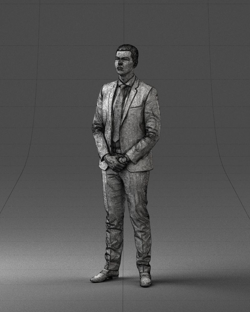 000192 Businessman in Formal Suit Standing Pose 3D model_8
