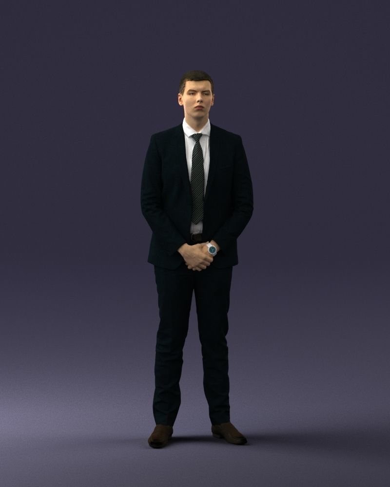 000192 Businessman in Formal Suit Standing Pose 3D model_32