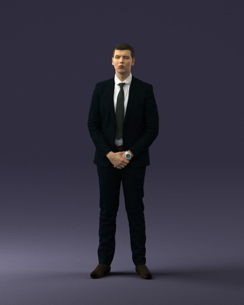 000192 Businessman in Formal Suit Standing Pose 3D model_3