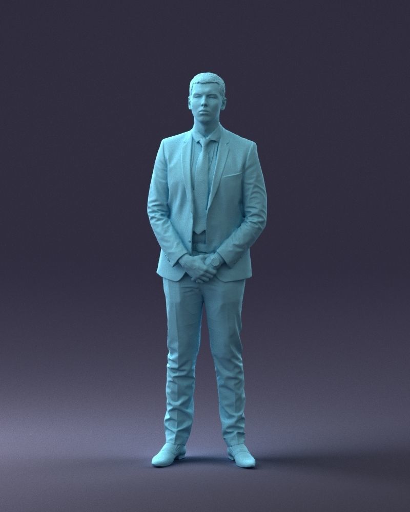000192 Businessman in Formal Suit Standing Pose 3D model_4