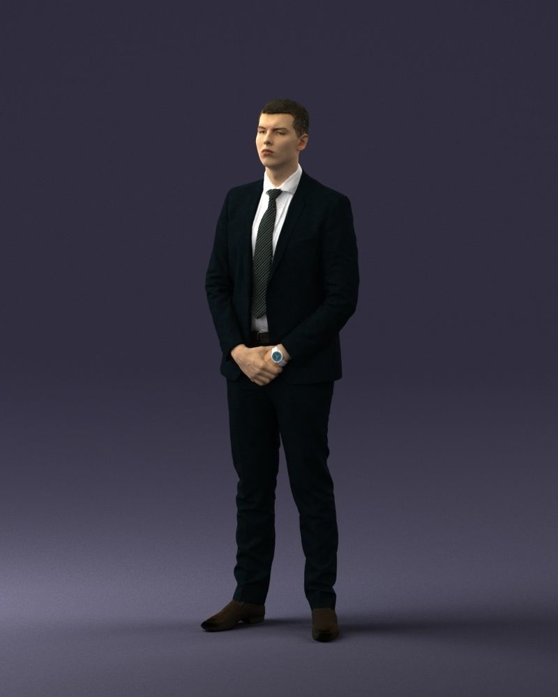 000192 Businessman in Formal Suit Standing Pose 3D model_6