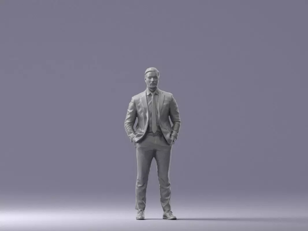 001066 Man in Red and Gray Suit 3D Print Miniature 3D print model
