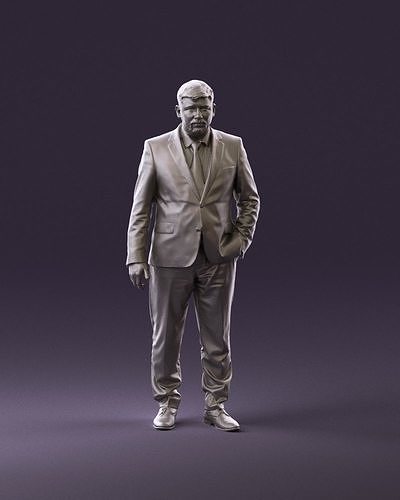 man in dark blue suit red tie cozy beard 1072 3D Print Ready 3D print model