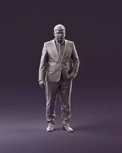 man in dark blue suit red tie cozy beard 1072 3D Print Ready