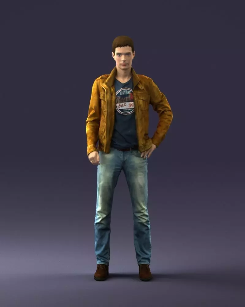 Man in leather jacket 0118 3D model_0