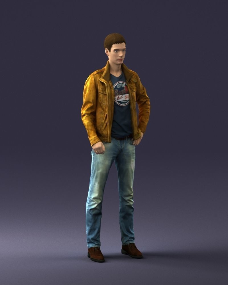 Man in leather jacket 0118 3D model_6