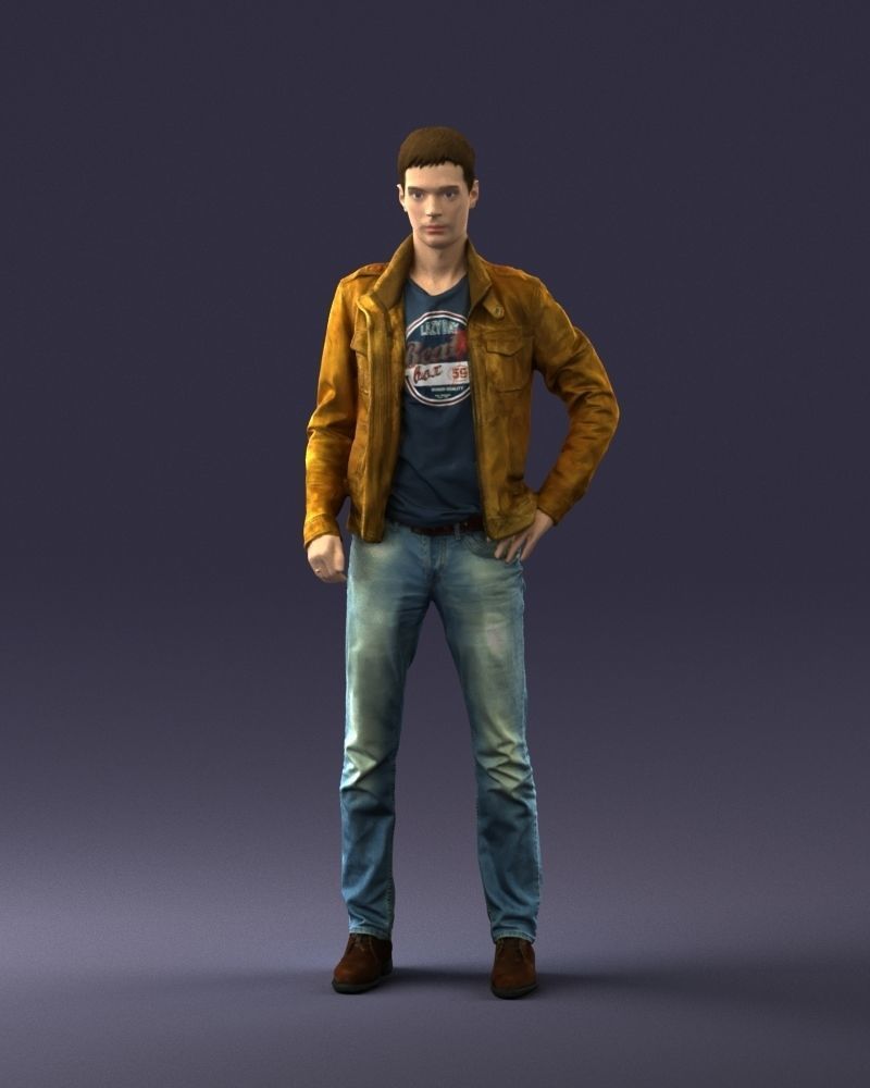 Man in leather jacket 0118 3D model_33