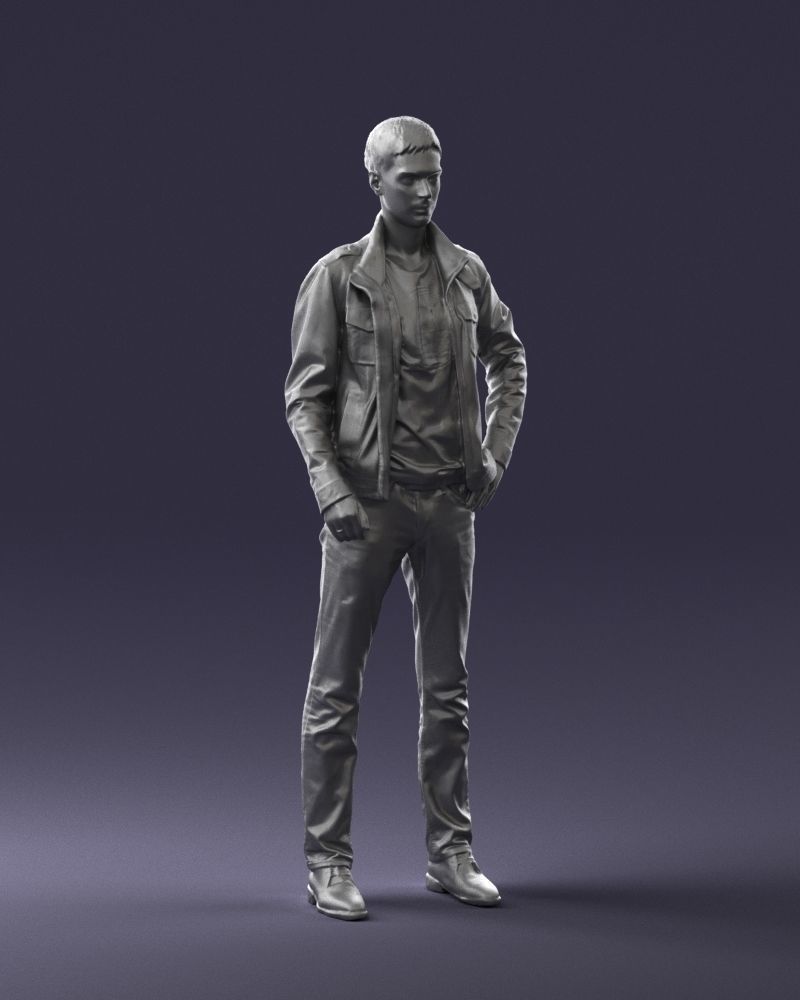 Man in leather jacket 0118 3D model_7