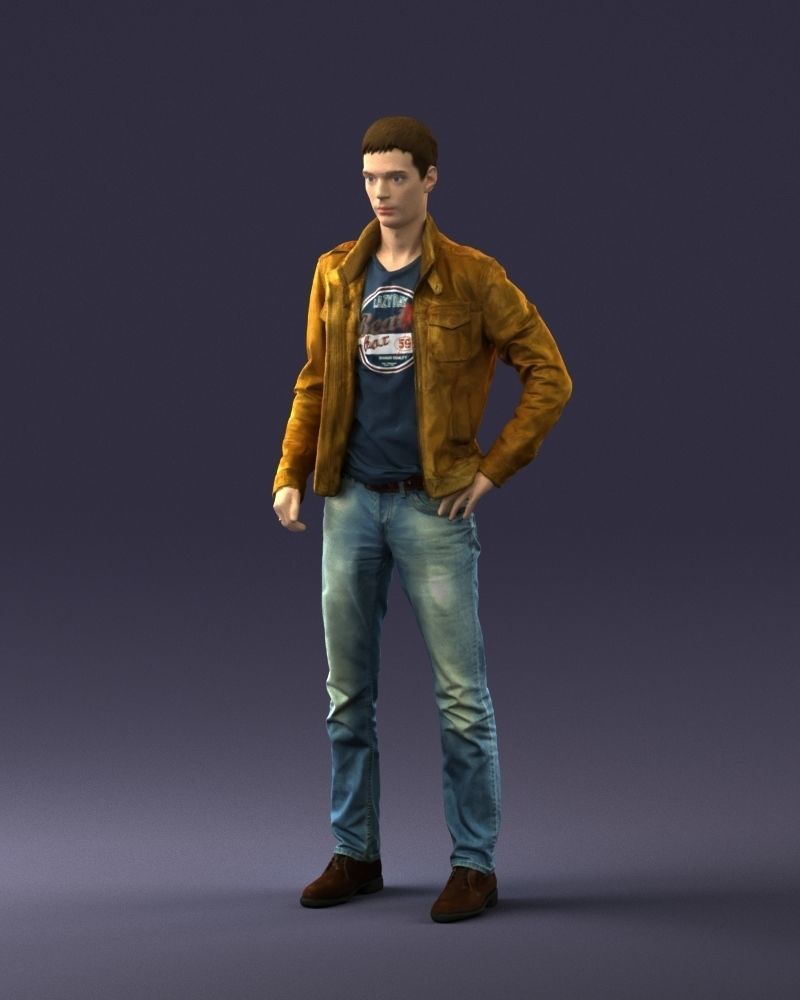 Man in leather jacket 0118 3D model_30