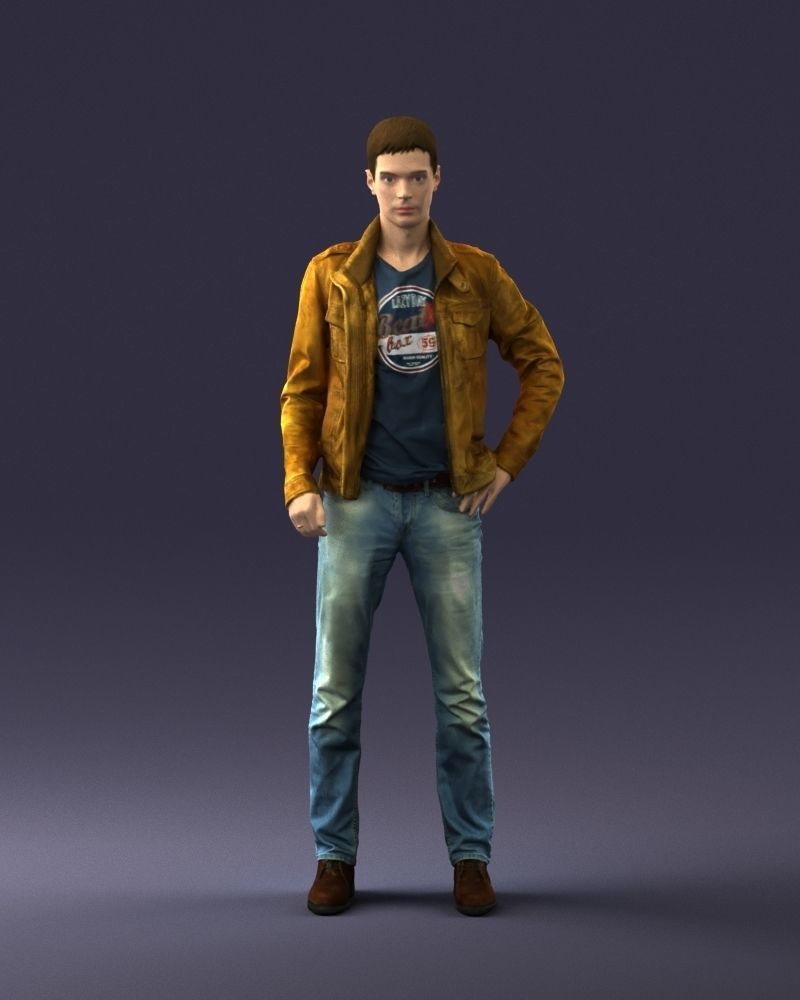 Man in leather jacket 0118 3D model_36