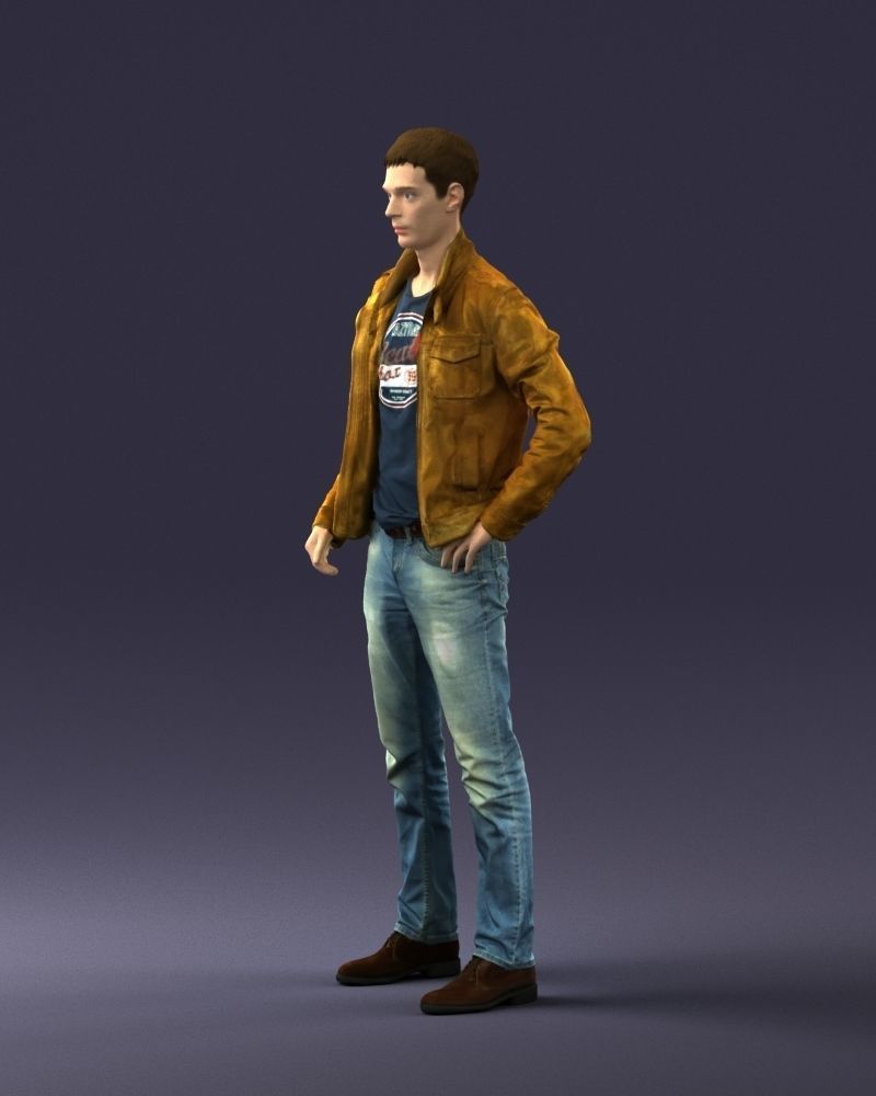 Man in leather jacket 0118 3D model_27