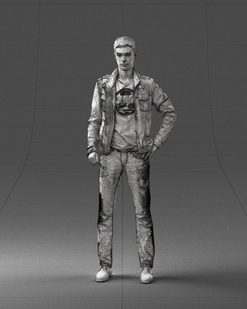 Man in leather jacket 0118 3D model_35