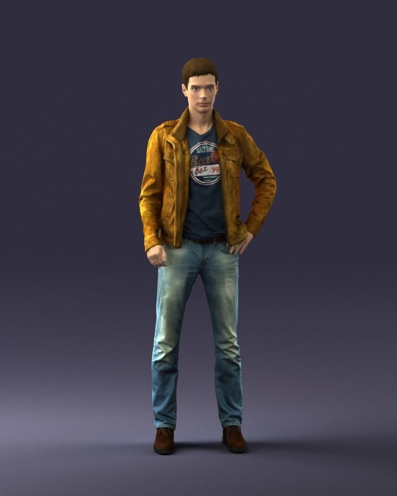 Man in leather jacket 0118 3D model_3