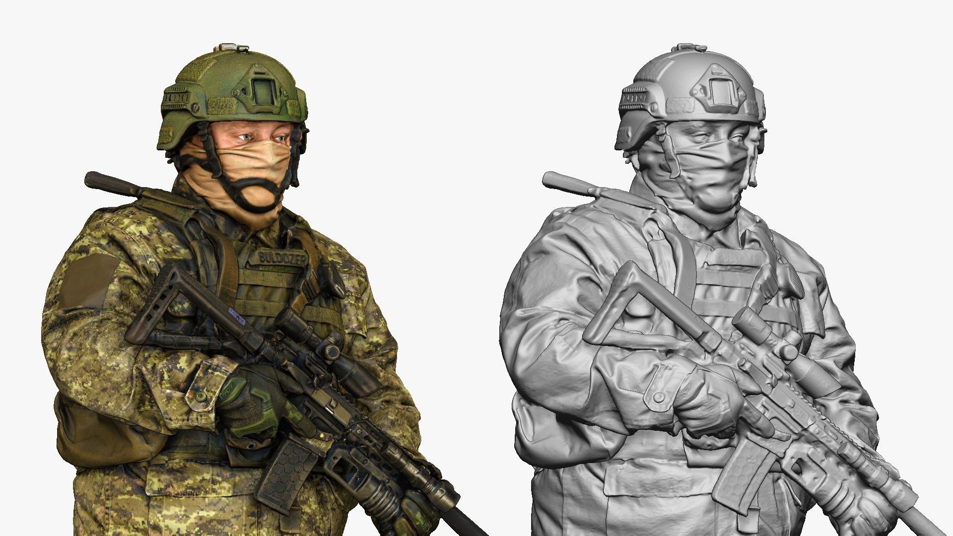 modern soldier in camouflage honeybadger 001149 3D model_4