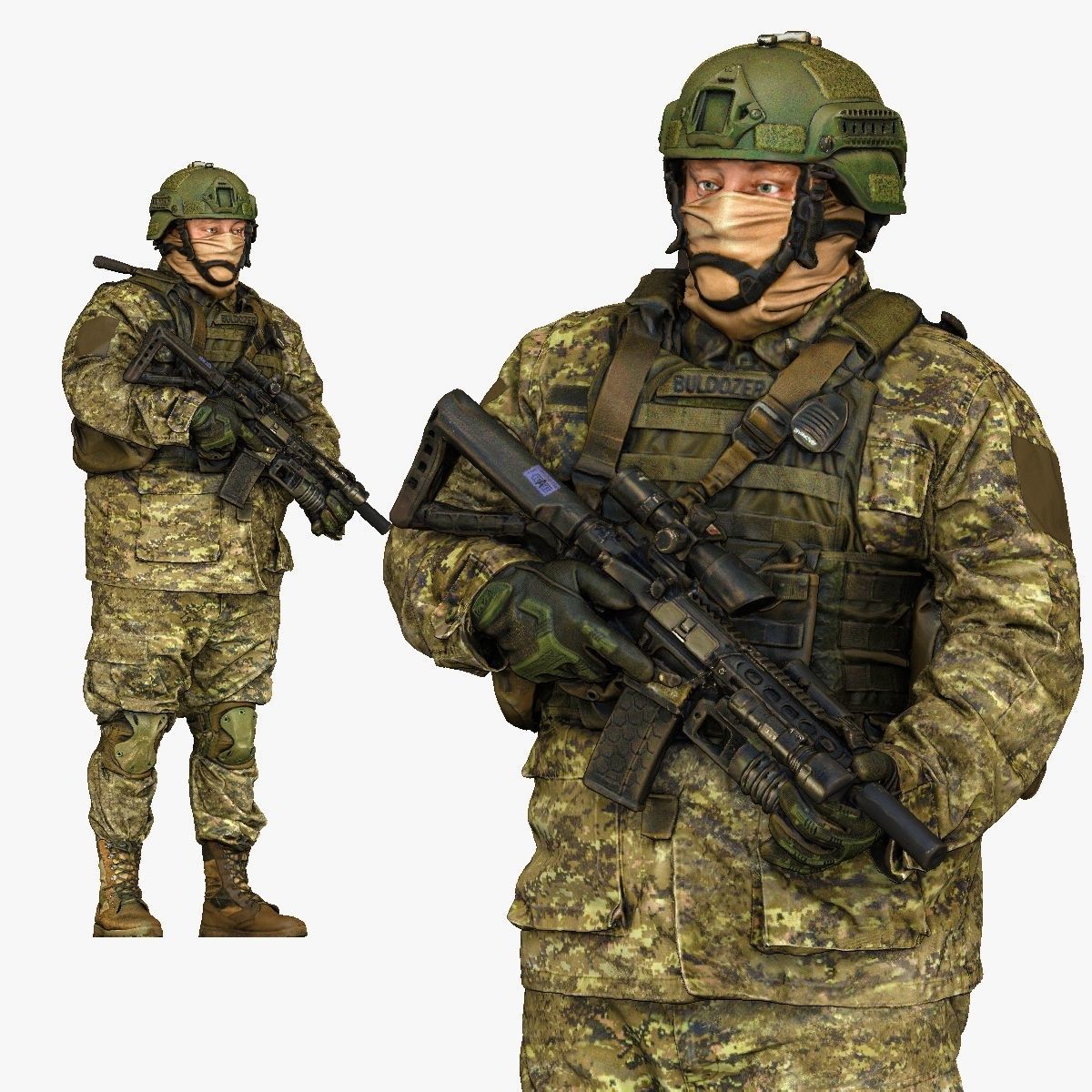 modern soldier in camouflage honeybadger 001149 3D model_8