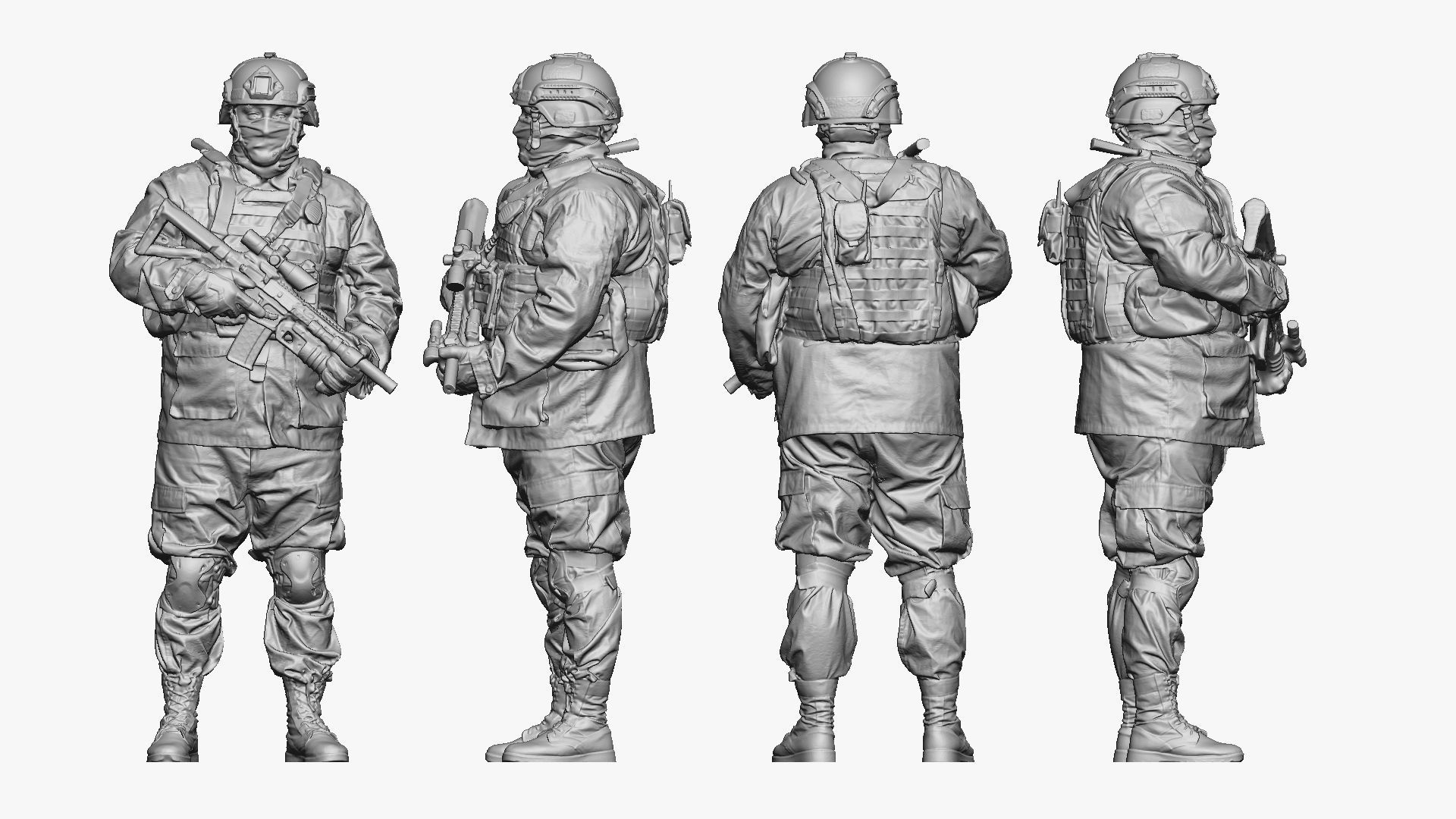 modern soldier in camouflage honeybadger 001149 3D model_3