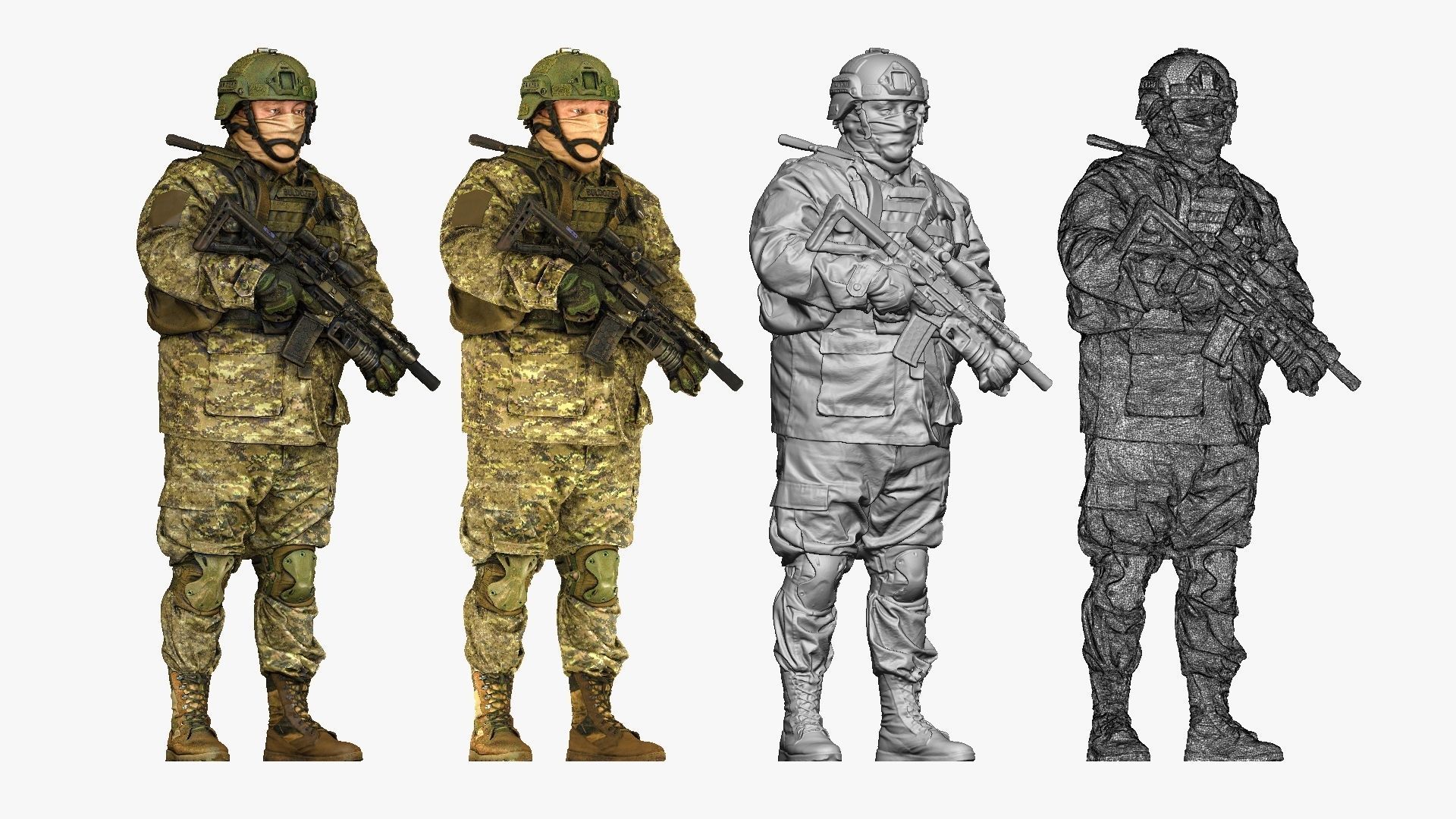 modern soldier in camouflage honeybadger 001149 3D model_12