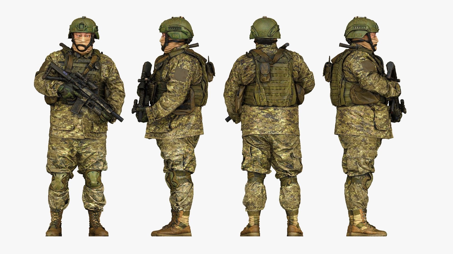 modern soldier in camouflage honeybadger 001149 3D model_7