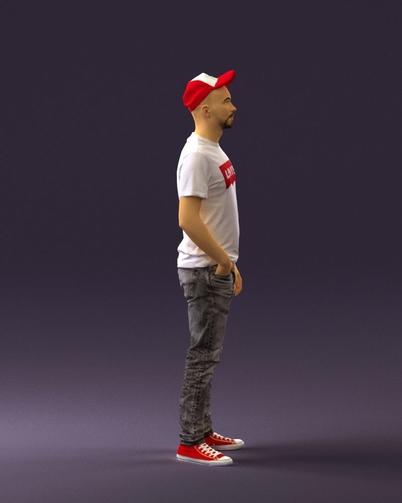 Man in red converse and hat 0406 3D Print Ready 3D print model_9