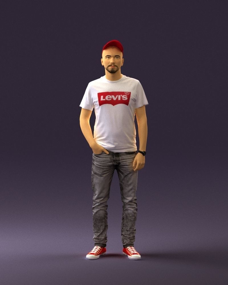 Man in red converse and hat 0406 3D Print Ready 3D print model_30
