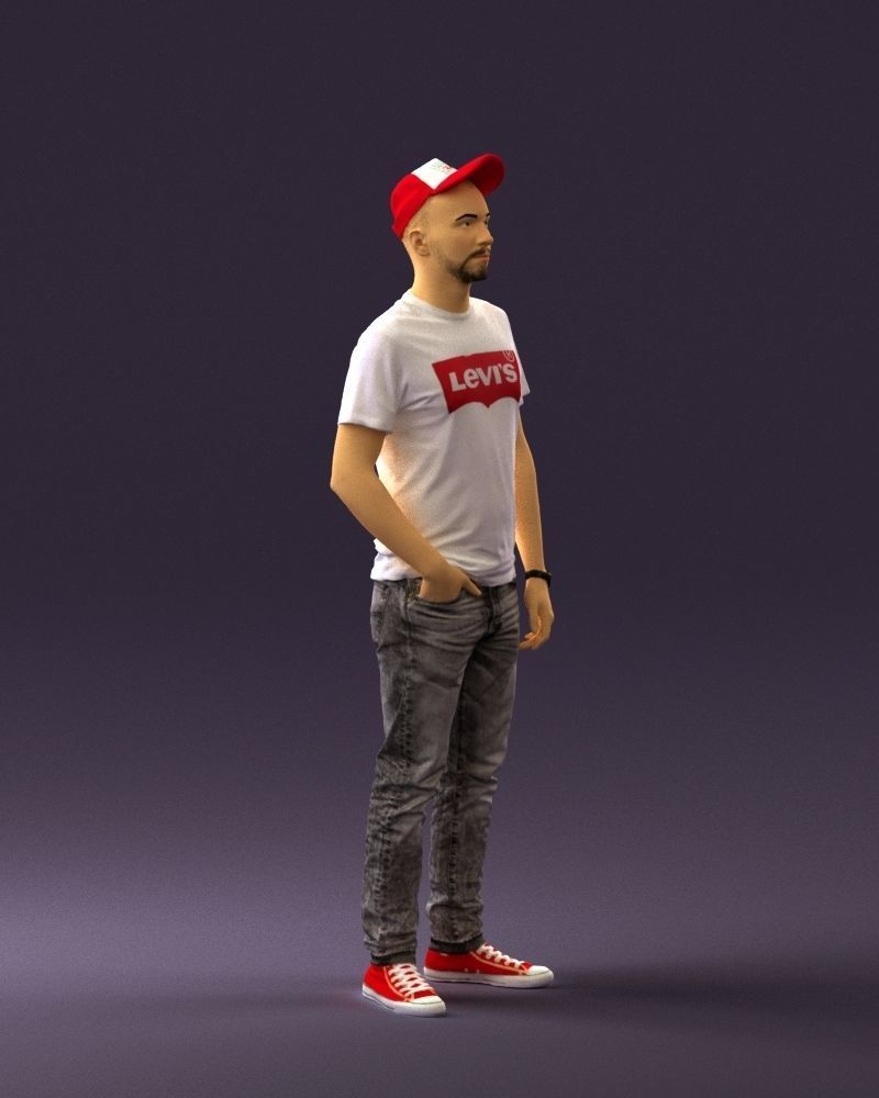 Man in red converse and hat 0406 3D Print Ready 3D print model_6