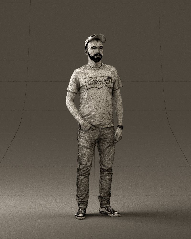 Man in red converse and hat 0406 3D Print Ready 3D print model_35