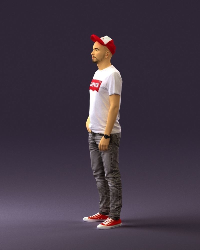 Man in red converse and hat 0406 3D Print Ready 3D print model_24